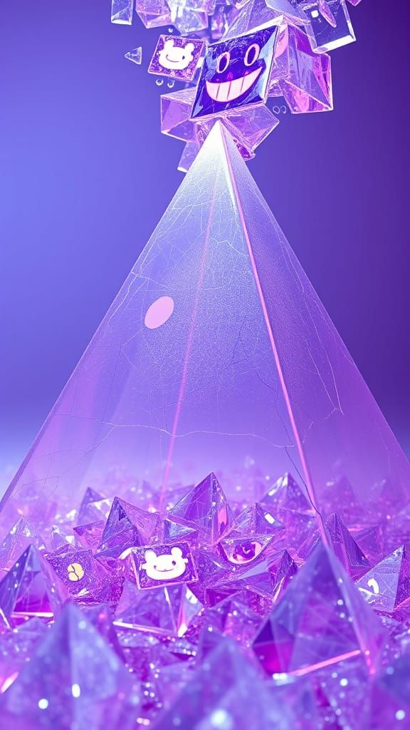 Colossal Smiling Pyramid in Plastic Dreamscape, CGI Style