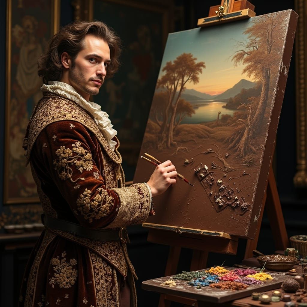 Baroque Painter's Chocolate Landscape Masterpiece