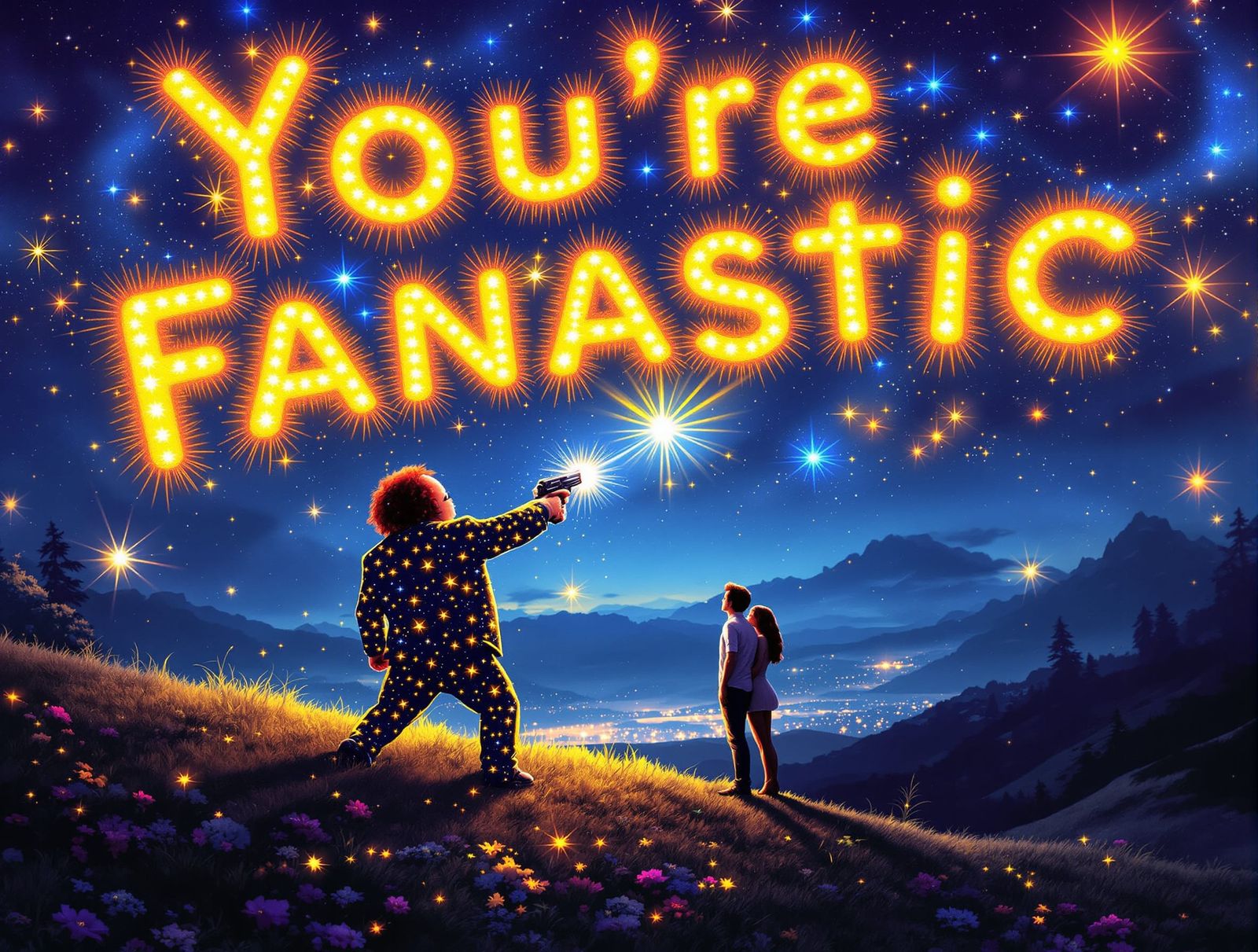 Cosmic Danny DeVito Winks Shooting Handguns in Starry Night ...