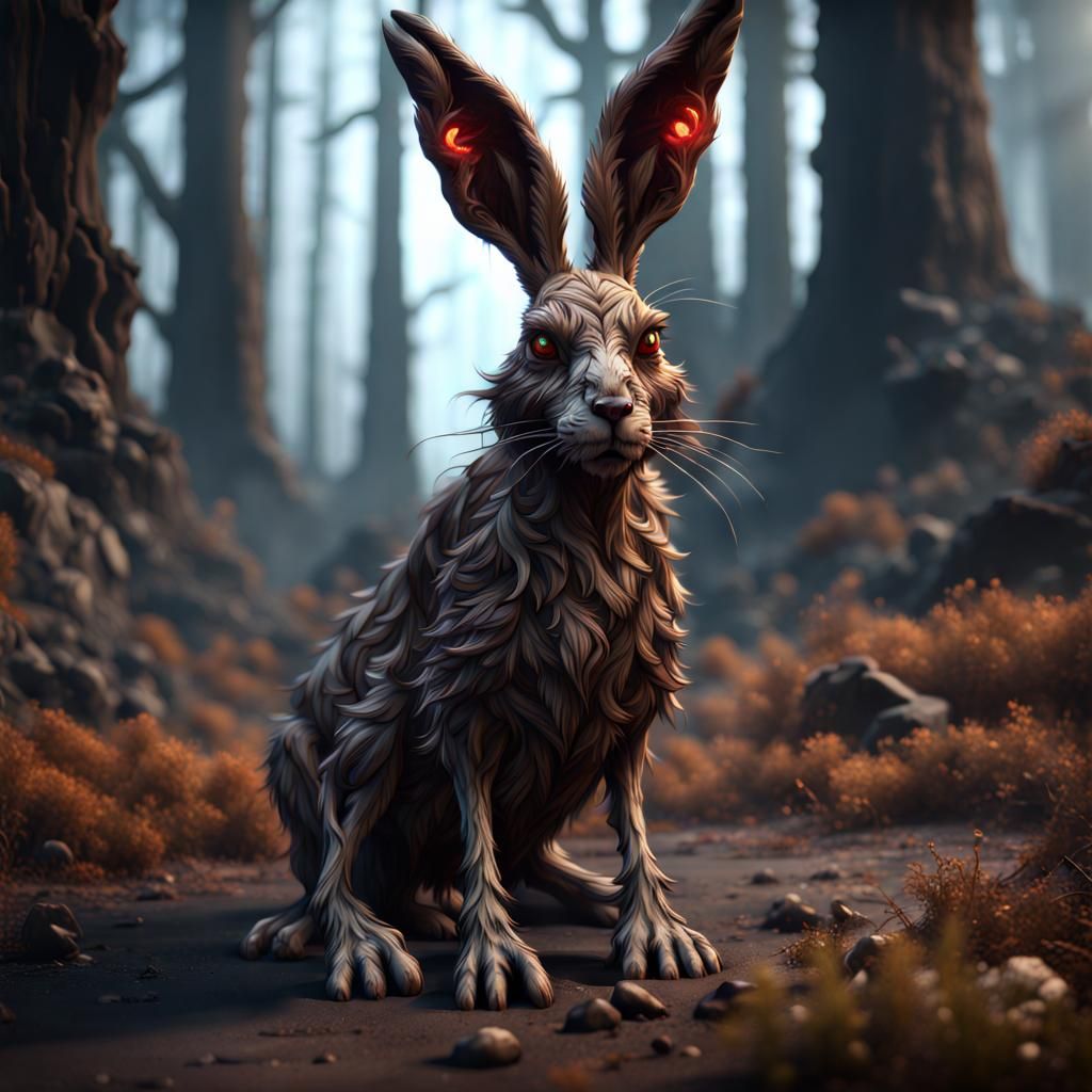 Zombie Hare Matte Painting in Fantasy Concept Art Style