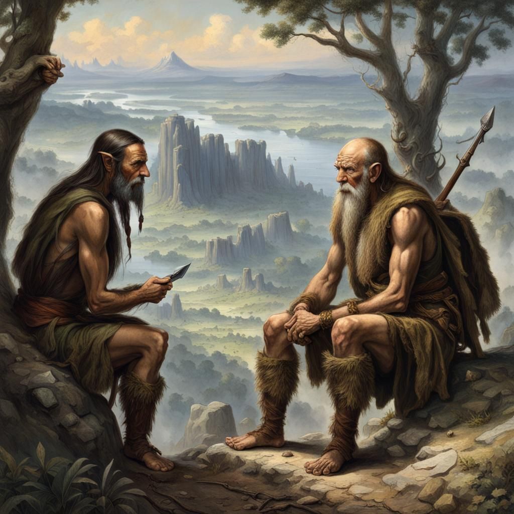Elves Observing Early Humans Before History
