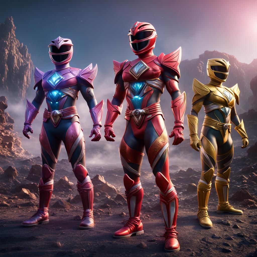 Power Rangers New Year Celebration in Detailed Matte Paintin...