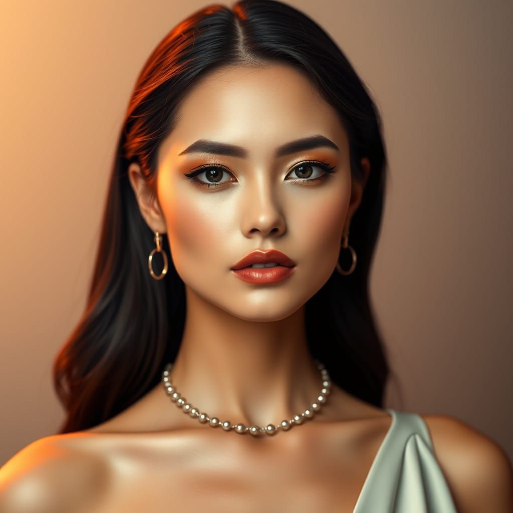 Elegant Woman Portrait in Airbrush Style
