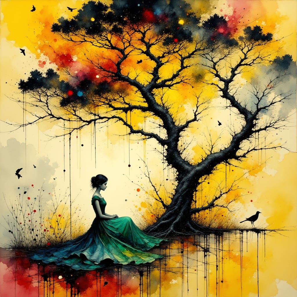 Emotional Abstract: Chinese Woman in Victorian Dress