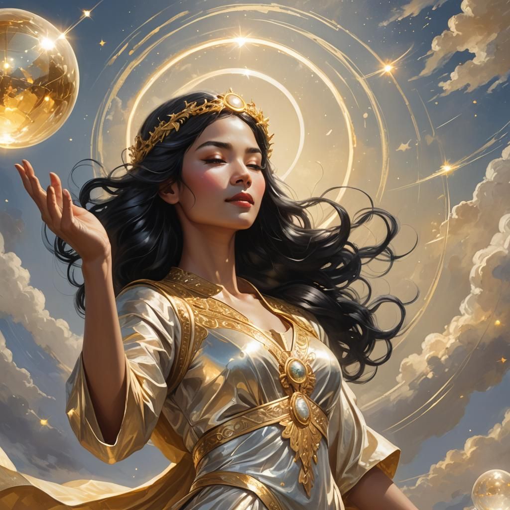 Goddess with Lightball in Ethereal Concept Art
