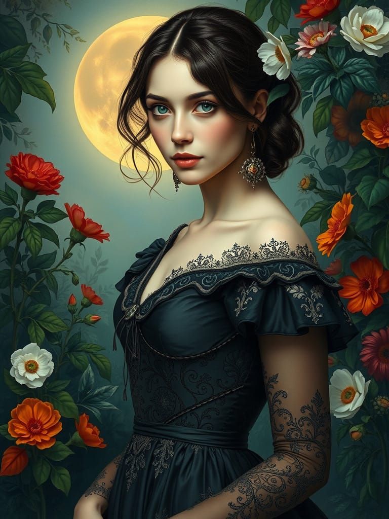 Ethereal Beauty in a Moonlit Garden