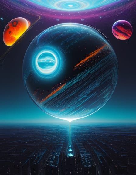 Surreal Cosmic Landscape with Melting Clocks and Glowing Eye...