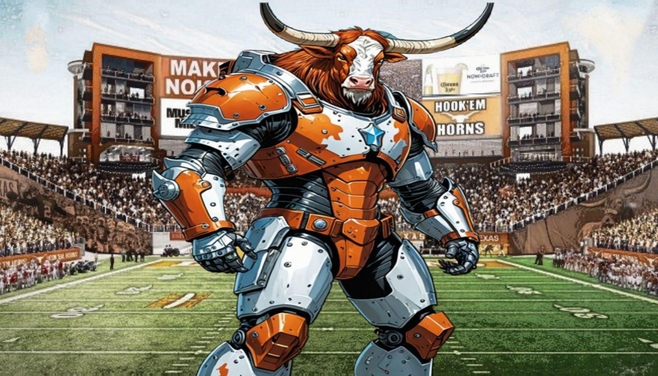 Texas Longhorn in Comic Book Style Armor