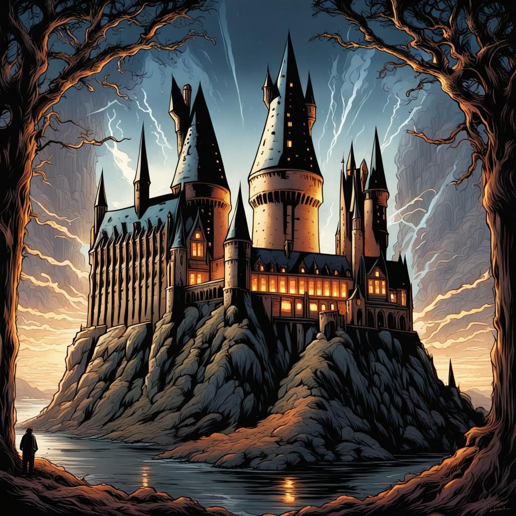Hogwarts in Comic Book Art Style