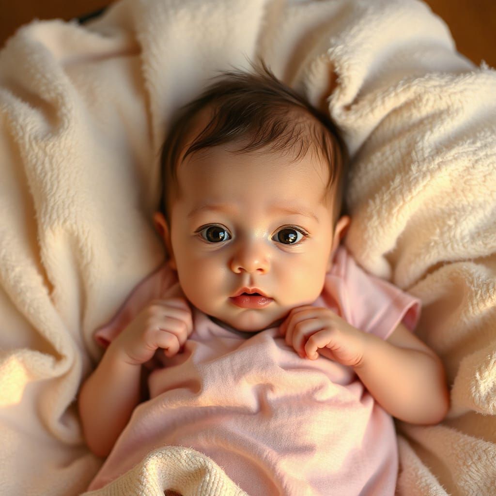 Astonished Newborn Baby in Impressionist Style