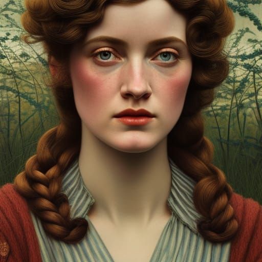 Detailed Portrait of an Irish Woman in Neoclassical Style