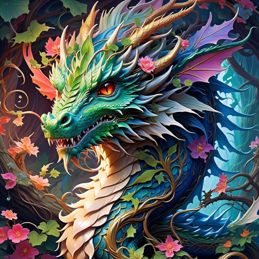 Anime Forest Guardian Dragon Illustration