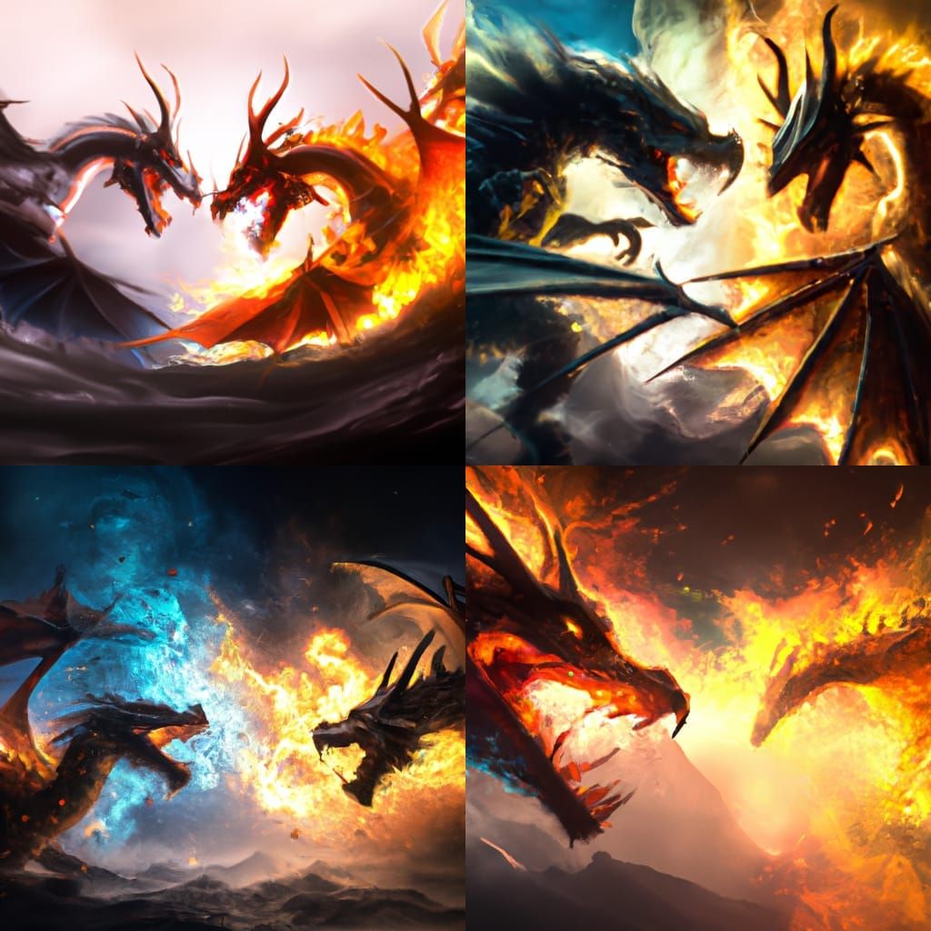 Epic Dragon Fight in Rainbow Fire
