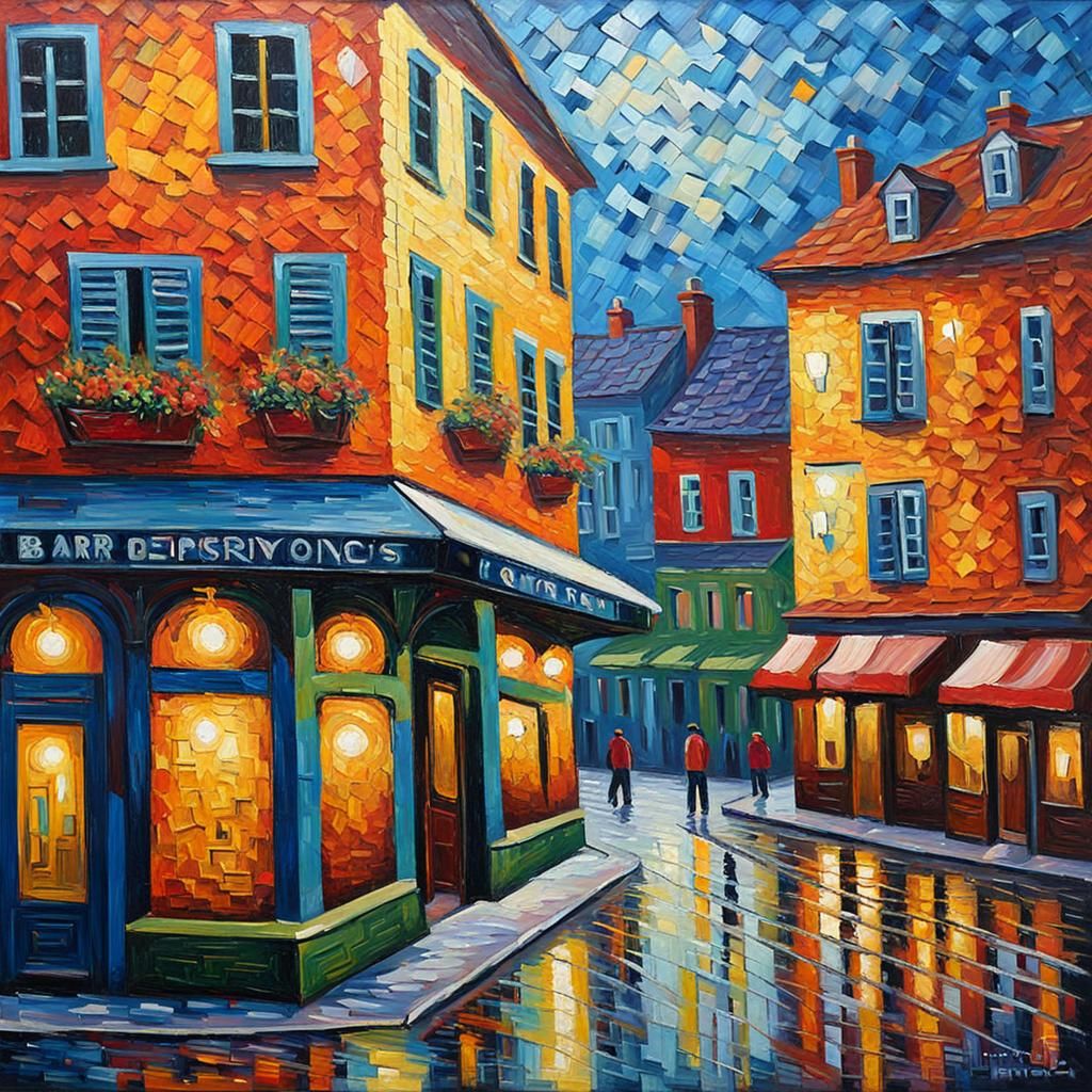 Impressionist Bar Scene in Expressionist Style
