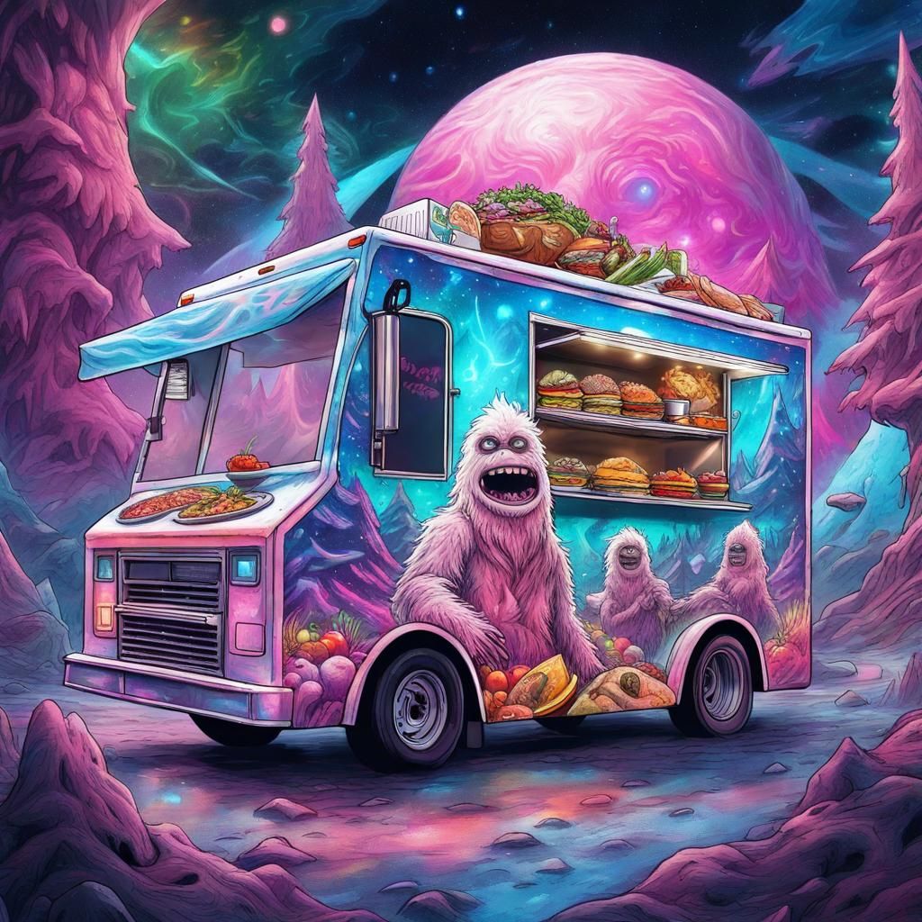 Abominable Snowman at a Danish Food Truck