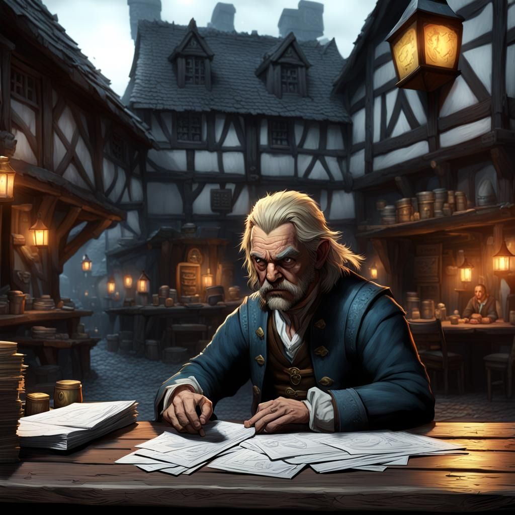 Angry Halfling Tax Collector Outside Tavern in Dark Fantasy ...