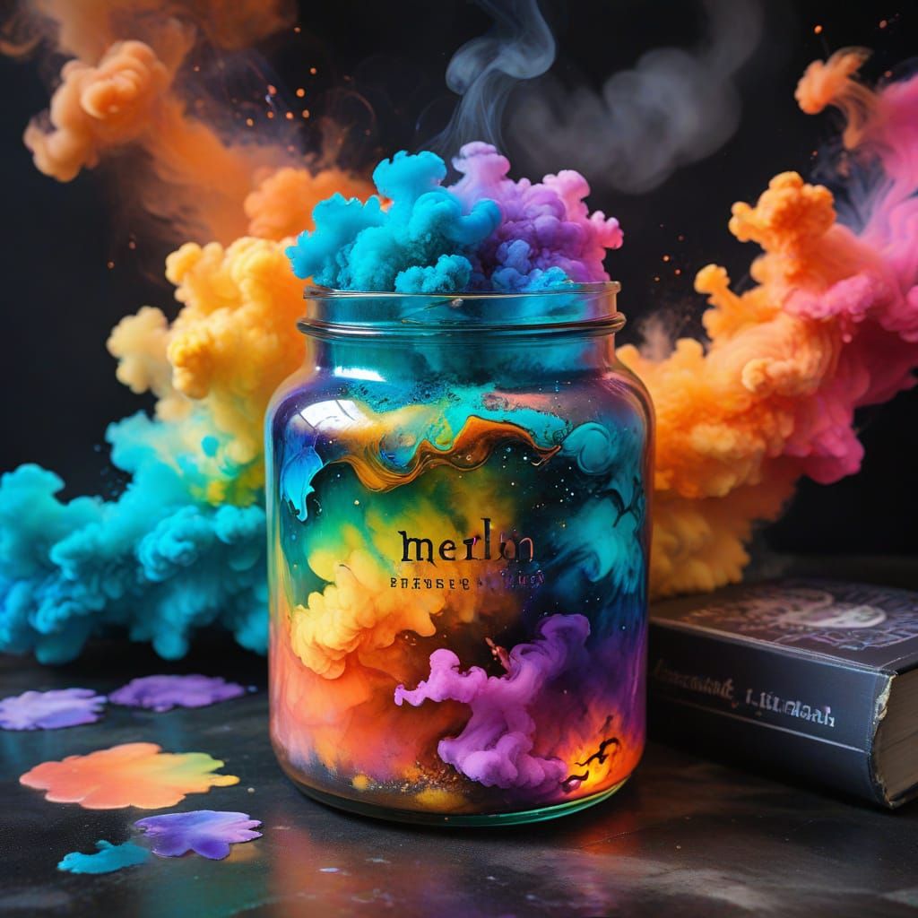 Magician Merlin's Exploding Jar: Alcohol Ink Watercolor
