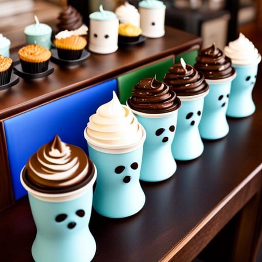 Cute Ghost Waiting in Coffee Shop Line