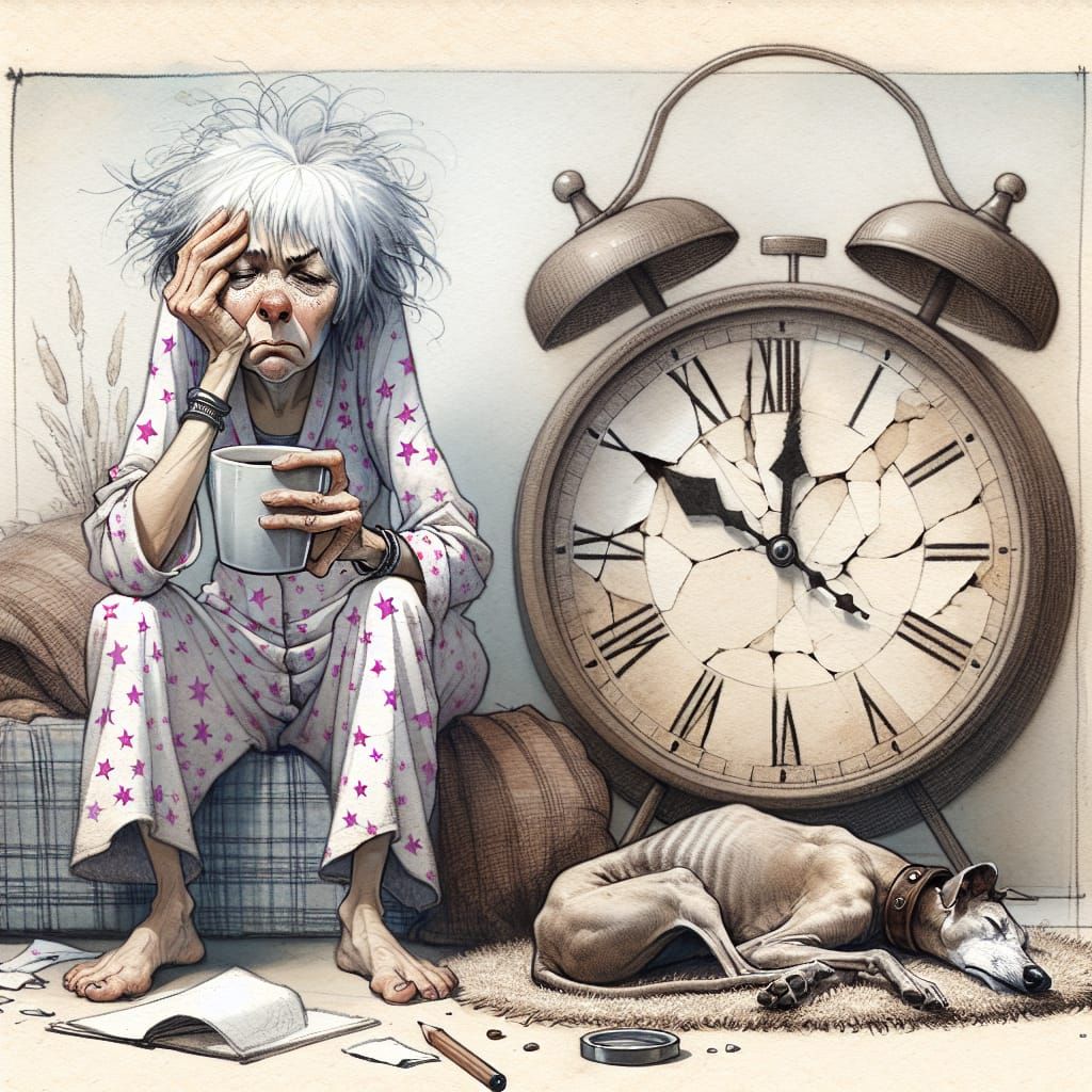 Tired Woman in a Whimsical Morning Mood