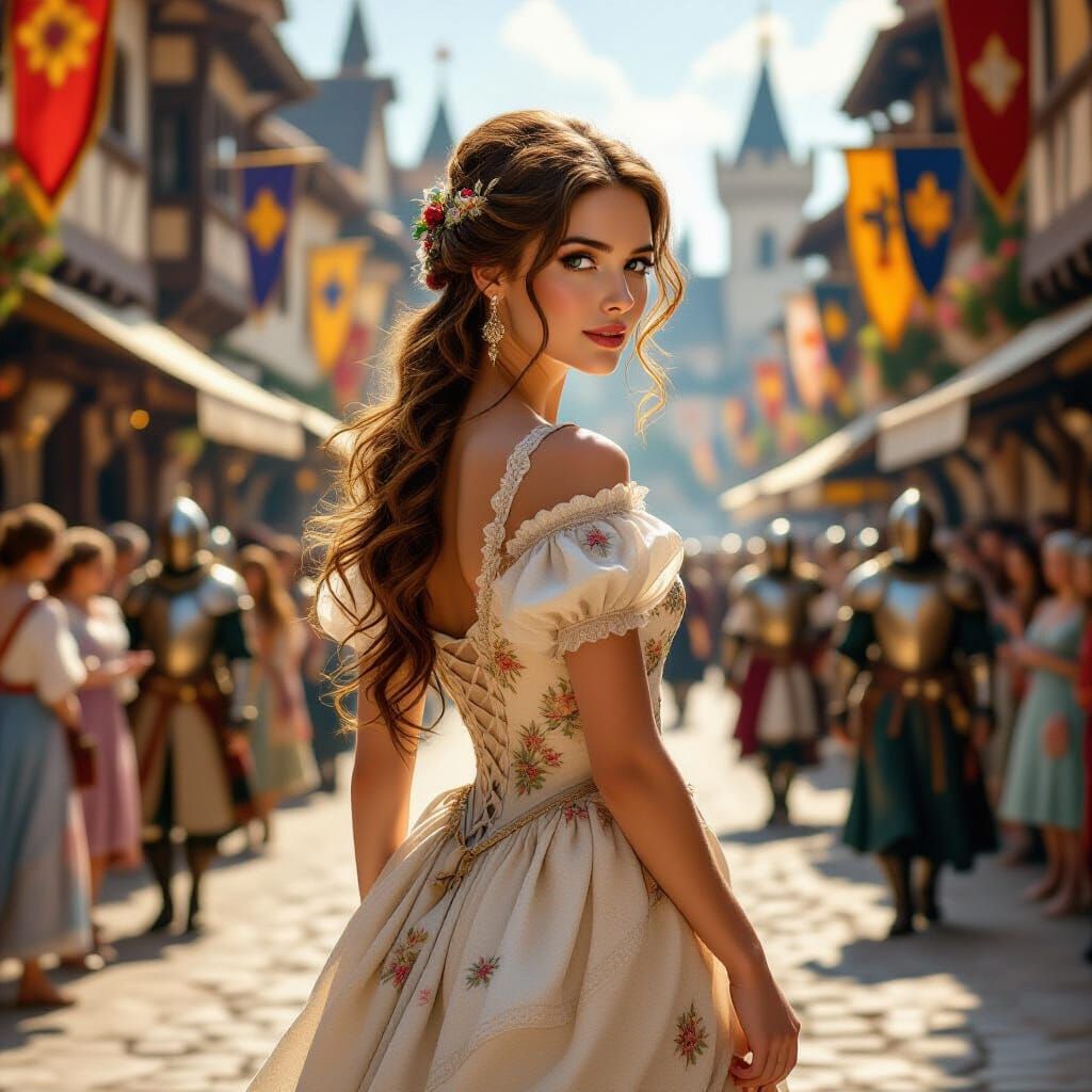 Medieval Jousting Tournament: Noblewoman in Festive Attire