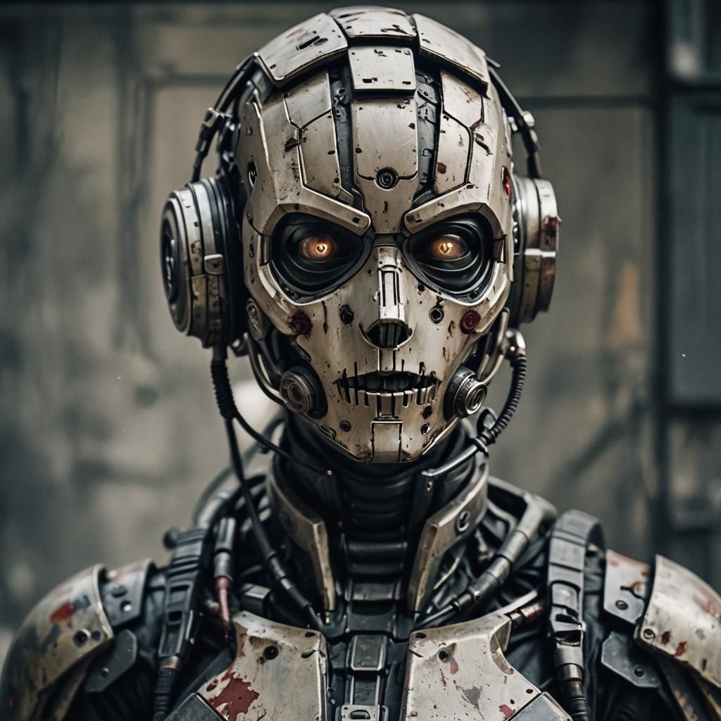Hyperdetailed Murderbot Portrait with Opaque Mask