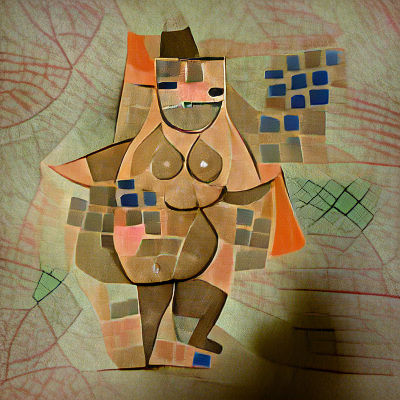 Abstract Nude Figure in Paul Klee Style
