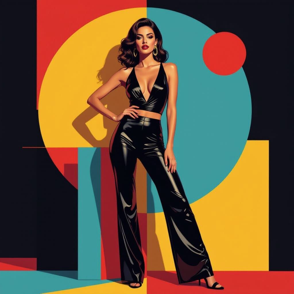 Stylish Woman in Geometric Pop Art Style