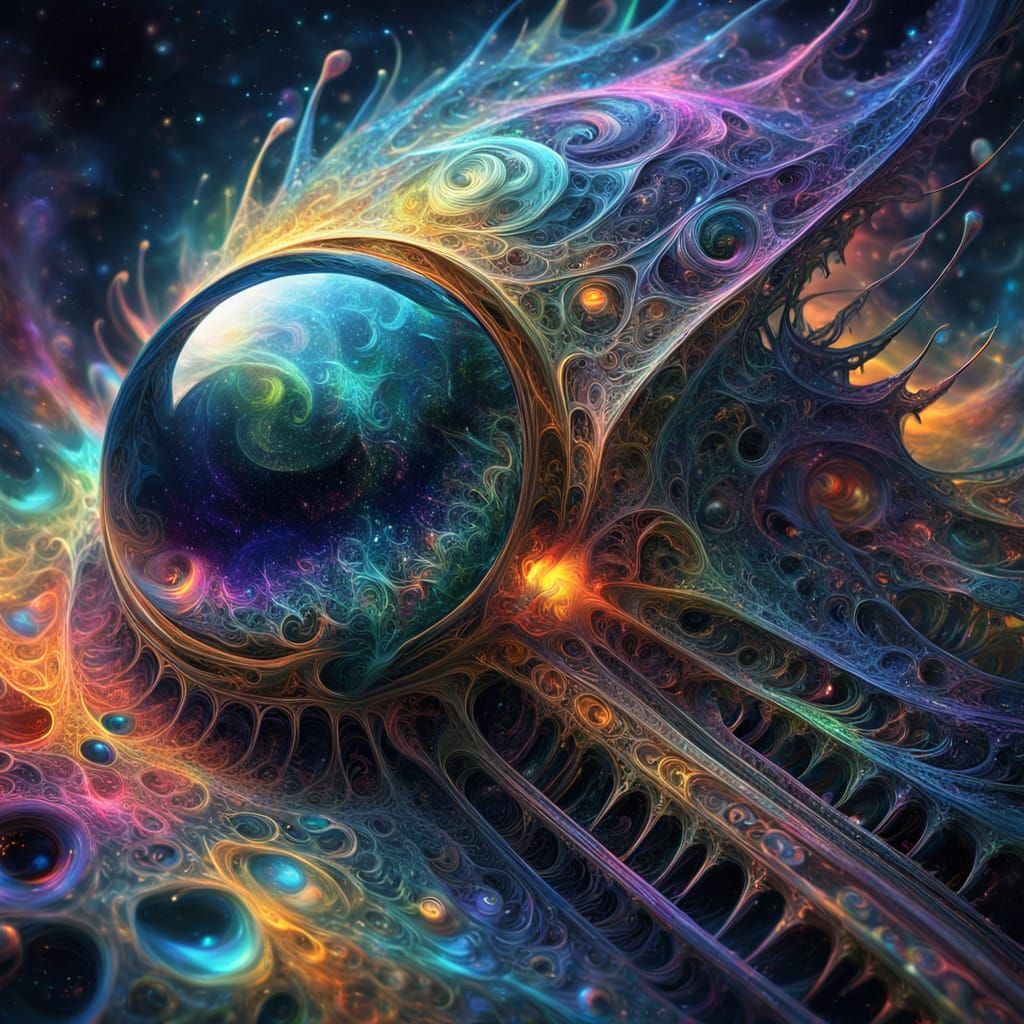Vibrant Fractal Art of Alien Artifact in Macro