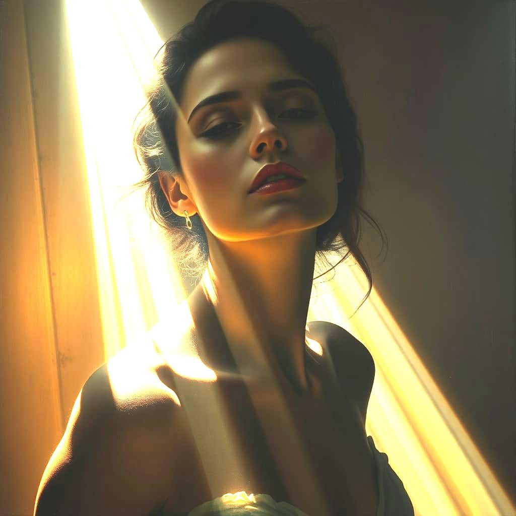 Melancholy Woman in Golden Hour Light