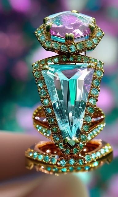 Pastel Crystal Ring with Rose Gold Detailing