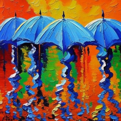 Rain in Neo-Impressionist Expressionist Style