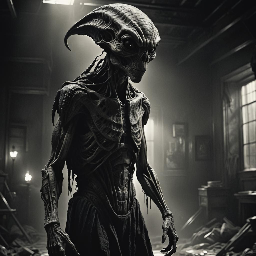 Terrifying Alien in Film Noir Style