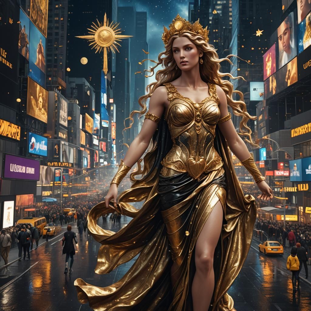 Aphrodite in Times Square: Hyperrealistic Digital Art