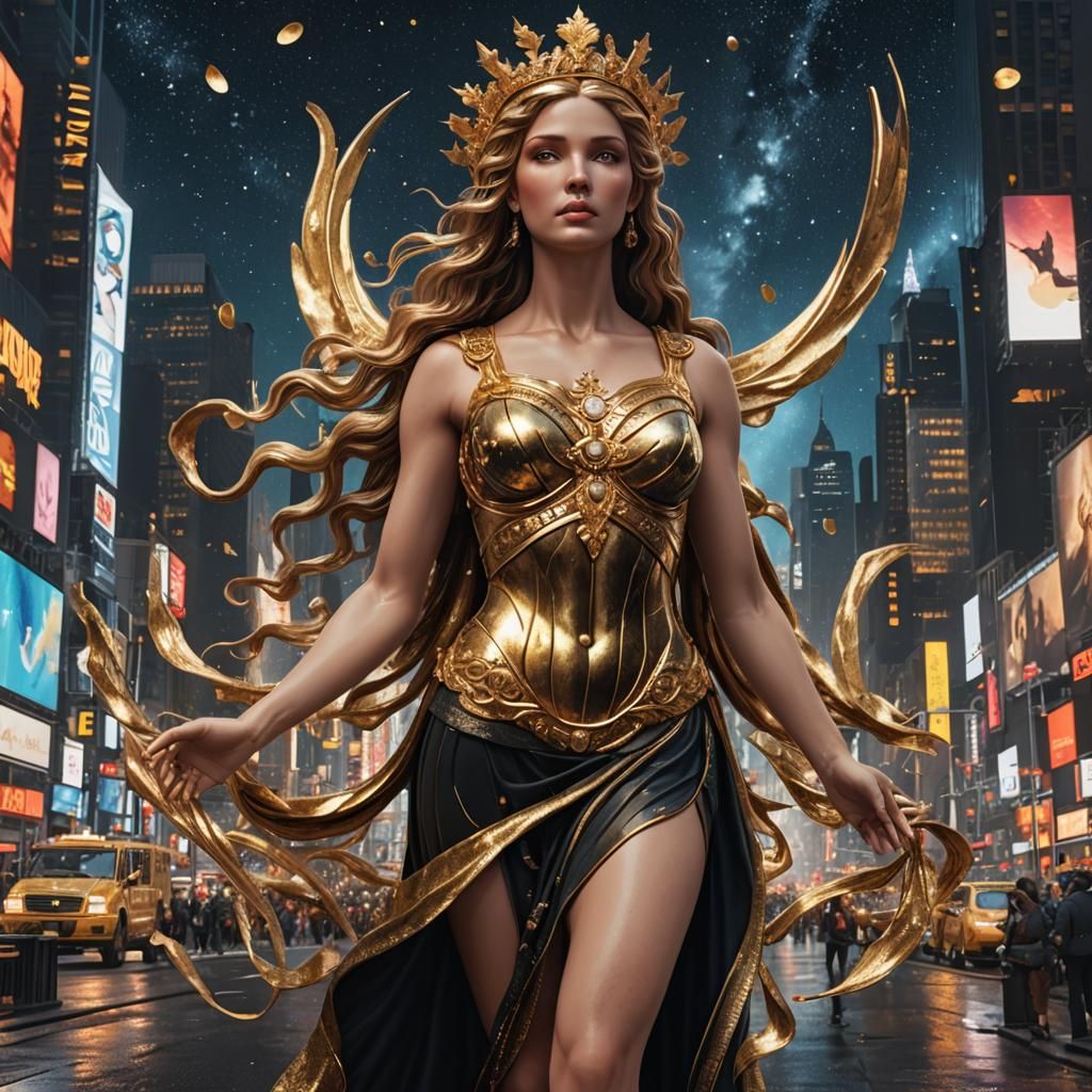 Aphrodite in Times Square: Hyperrealistic Digital Art