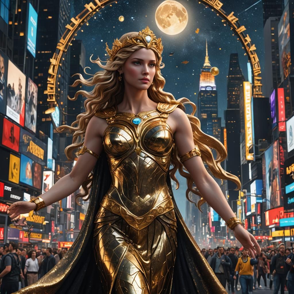 Aphrodite in Times Square: Hyperrealistic Matte Painting