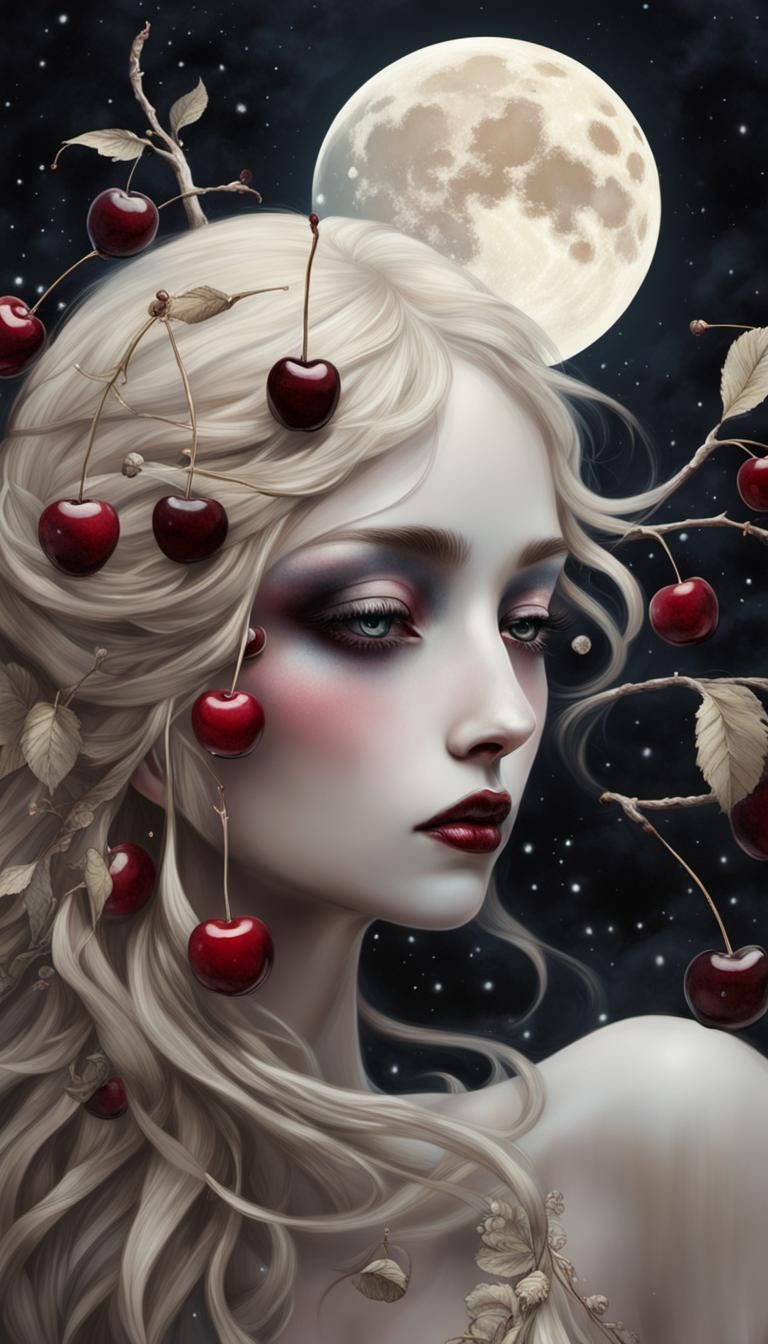 Ethereal Cherry Frostymoon in Surreal Art Style