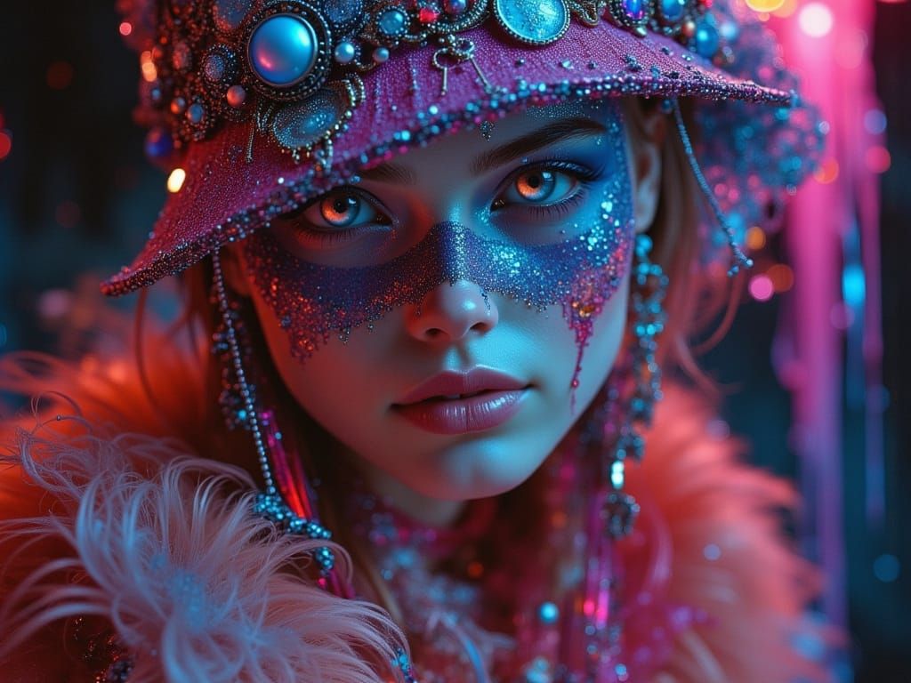 Intricate Details in Magenta Neon Light