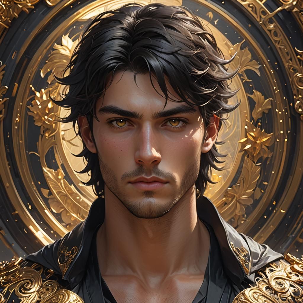 Attractive Young Man Portrait in Hyperdetailed Digital Art