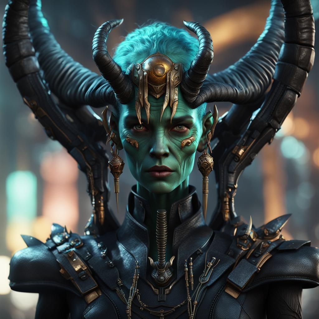 Sci-Fi Alien with Crystal in a Matte Painting