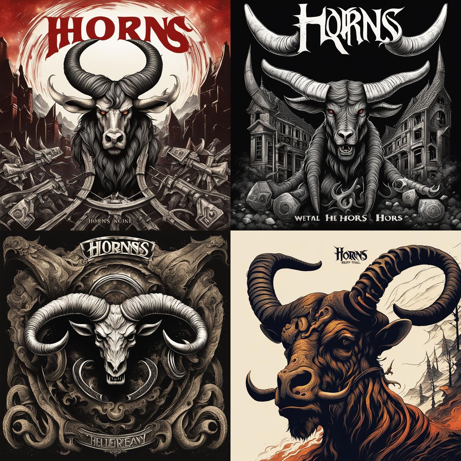 Heavy Metal Album Cover Art for "Horns"