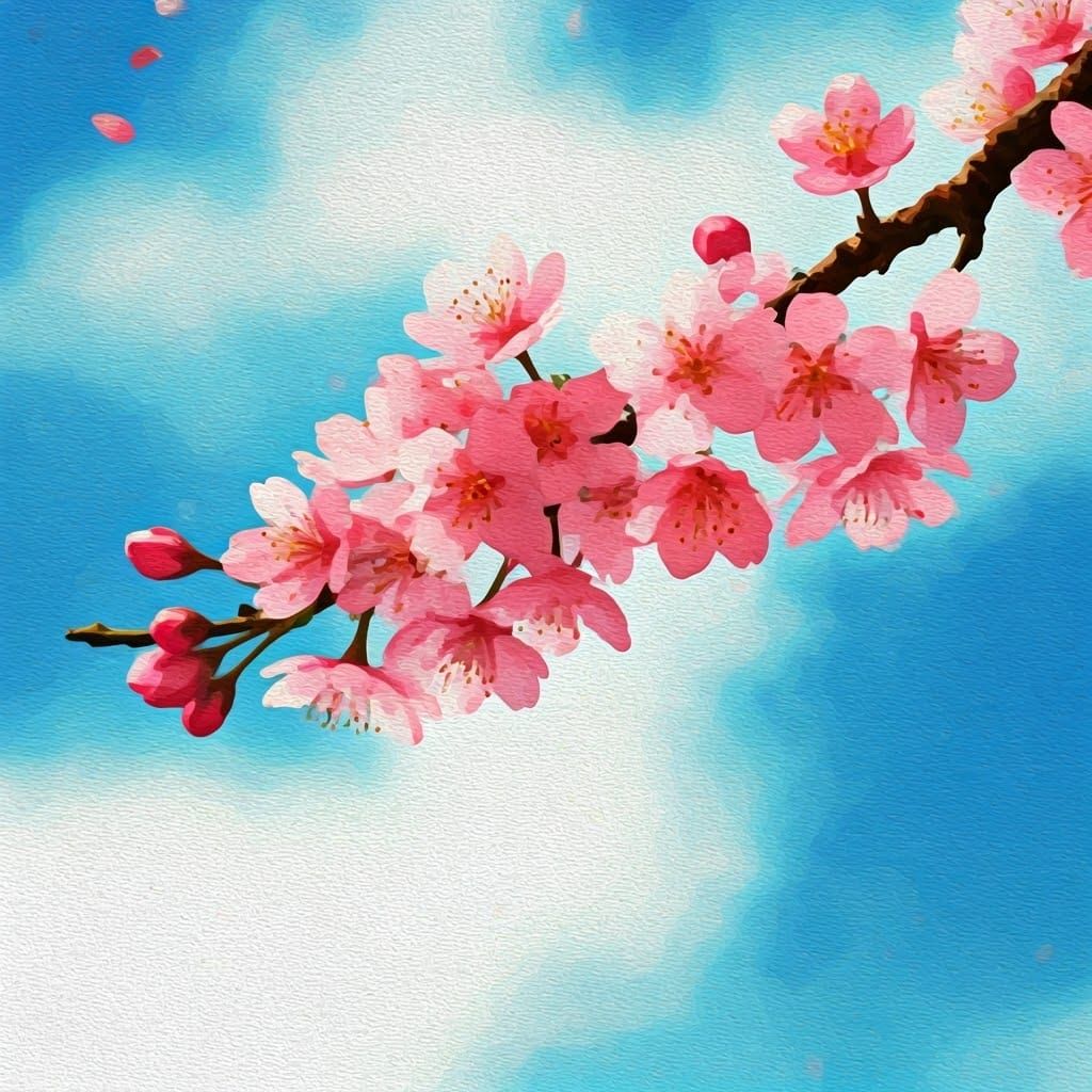 Cherry Blossoms in Japanese Enamel Art Style