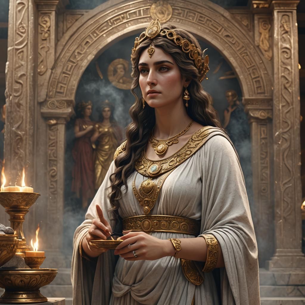 High Priestess with Blessed Water and Aspergillum