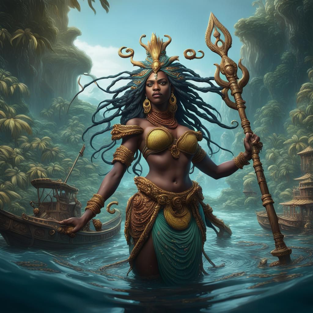 Detailed Matte Painting of Mami Wata