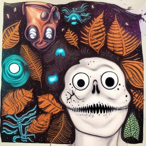 Sci-Fi Horror Stoneworts in Contemporary Art Style