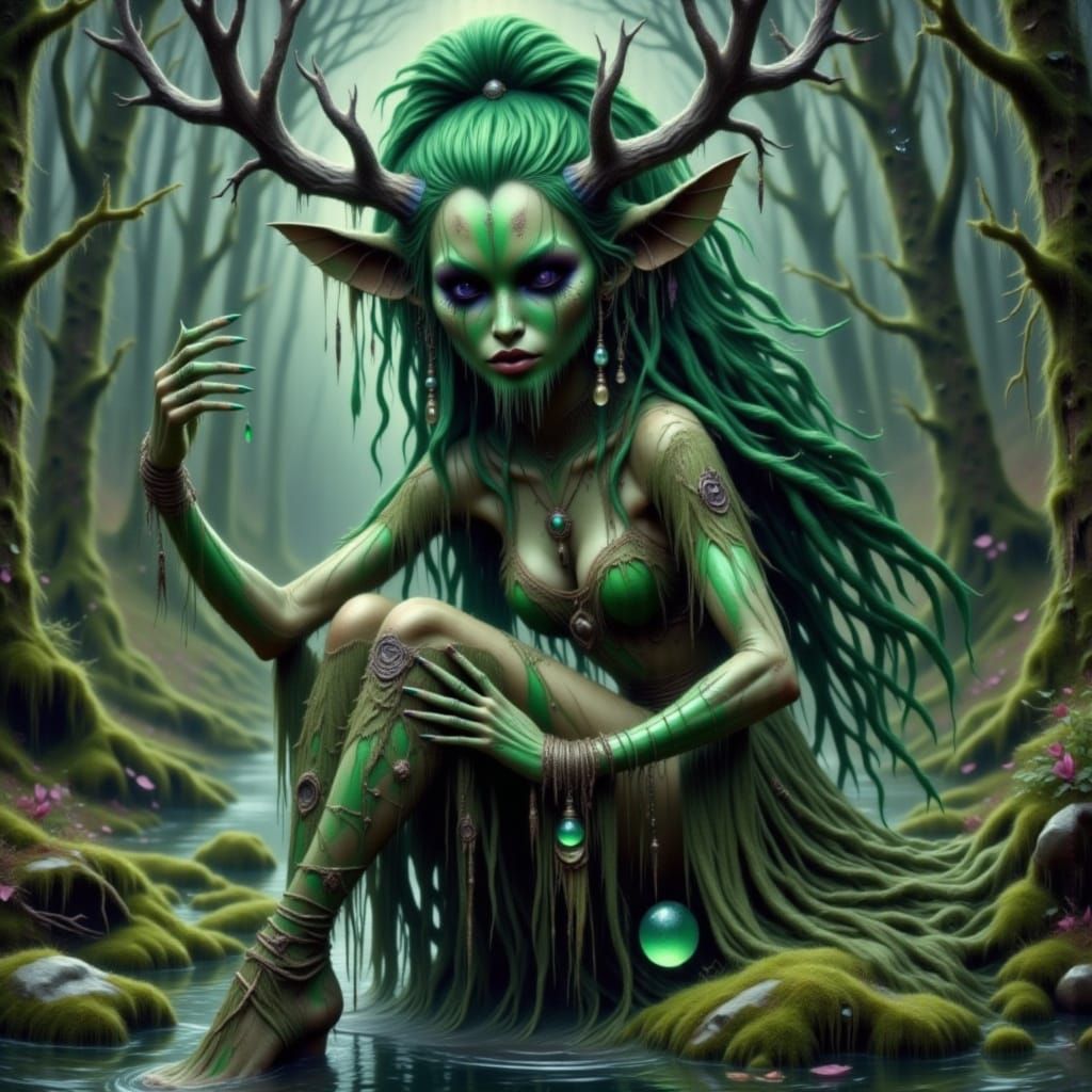 Swamp Witch Queen in Graffiti Art Style