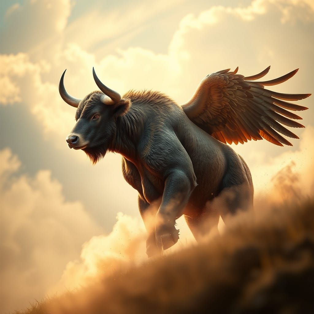 Majestic Bull-Bear-Eagle Emerges from Heavenly Vortex