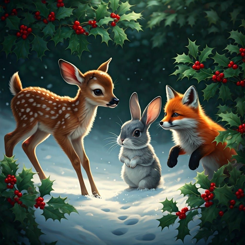 Woodland Creatures Frolic in Winter Wonderland