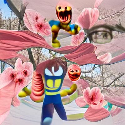 Figure Confronts Demons in Surreal Landscape