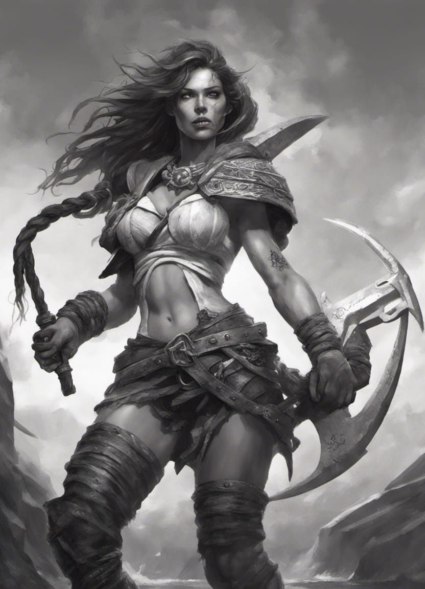 Female Sailor Barbarian with Anchor, Dark Fantasy Art