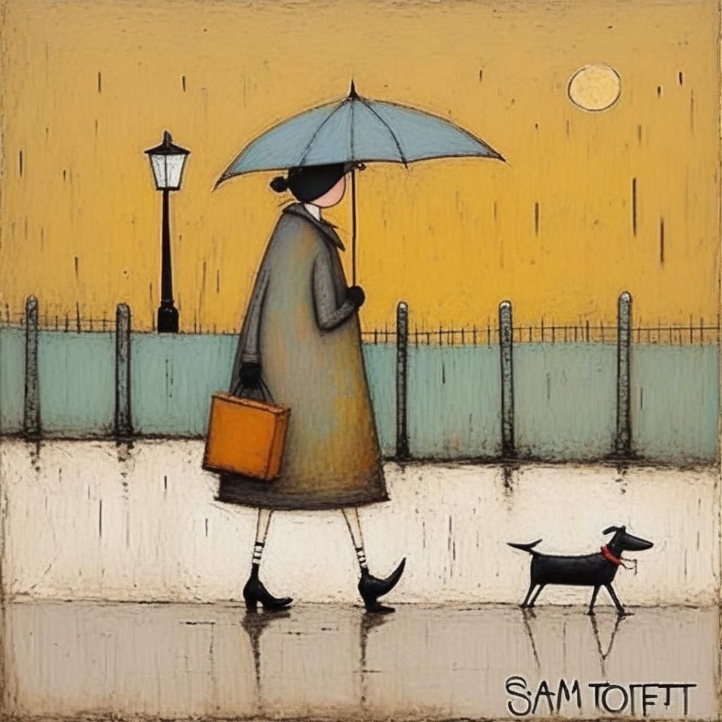 Naive Art Style Illustration with Cartoon Figures